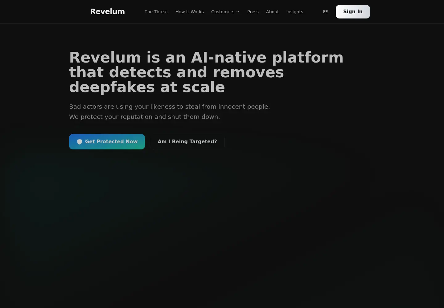 Captured homepage of revelum.ai in the current scan