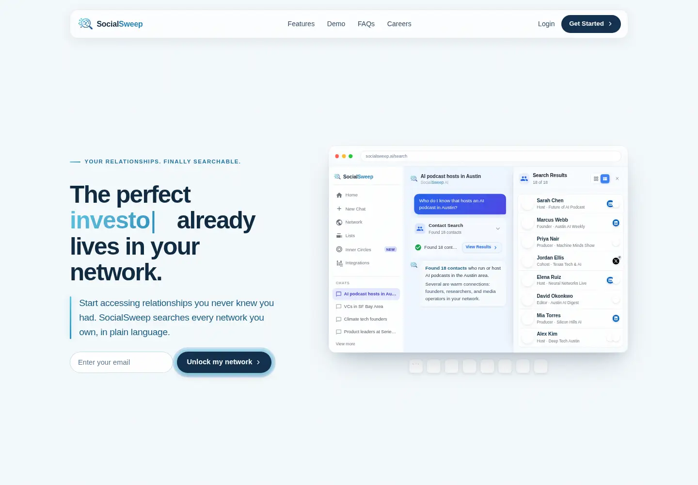 Screenshot of socialsweep.ai