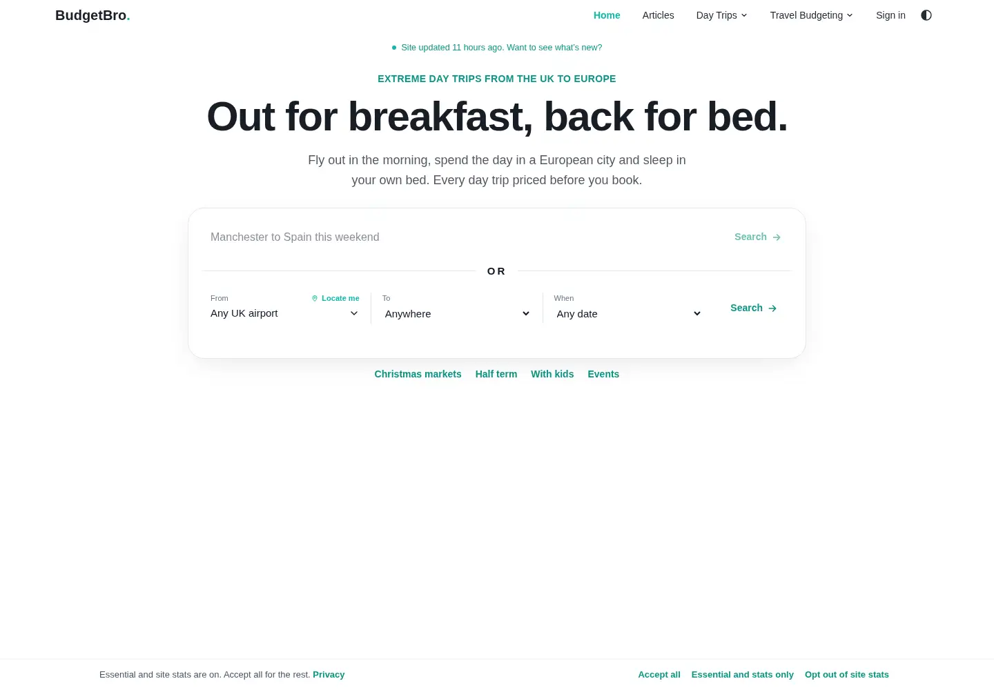 Captured homepage of budgetbro.app in the current scan