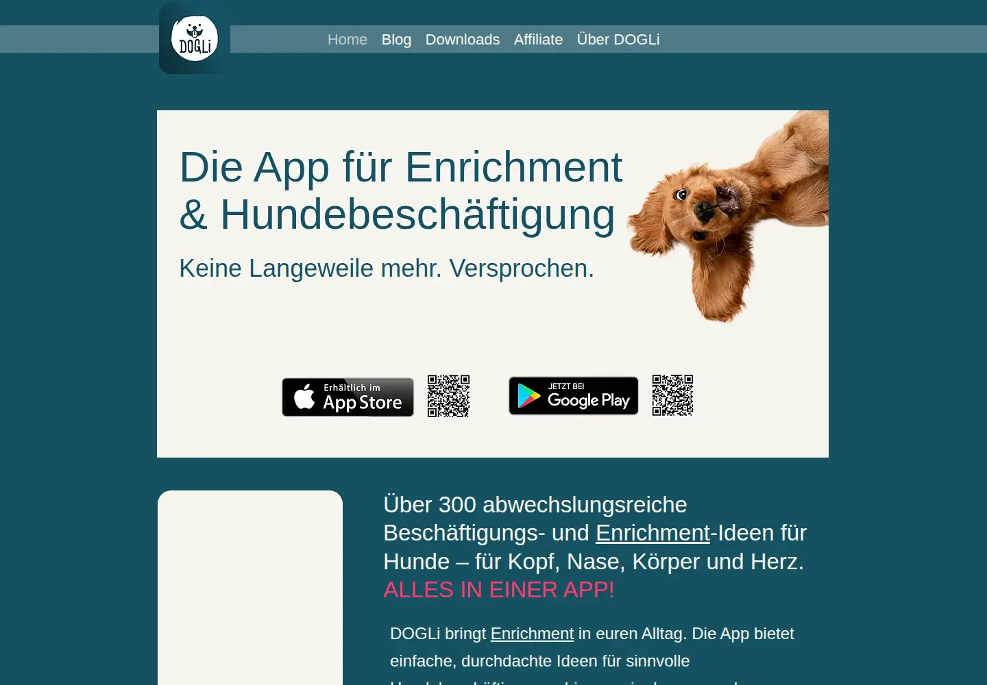 Captured homepage of dogli.app in the current scan