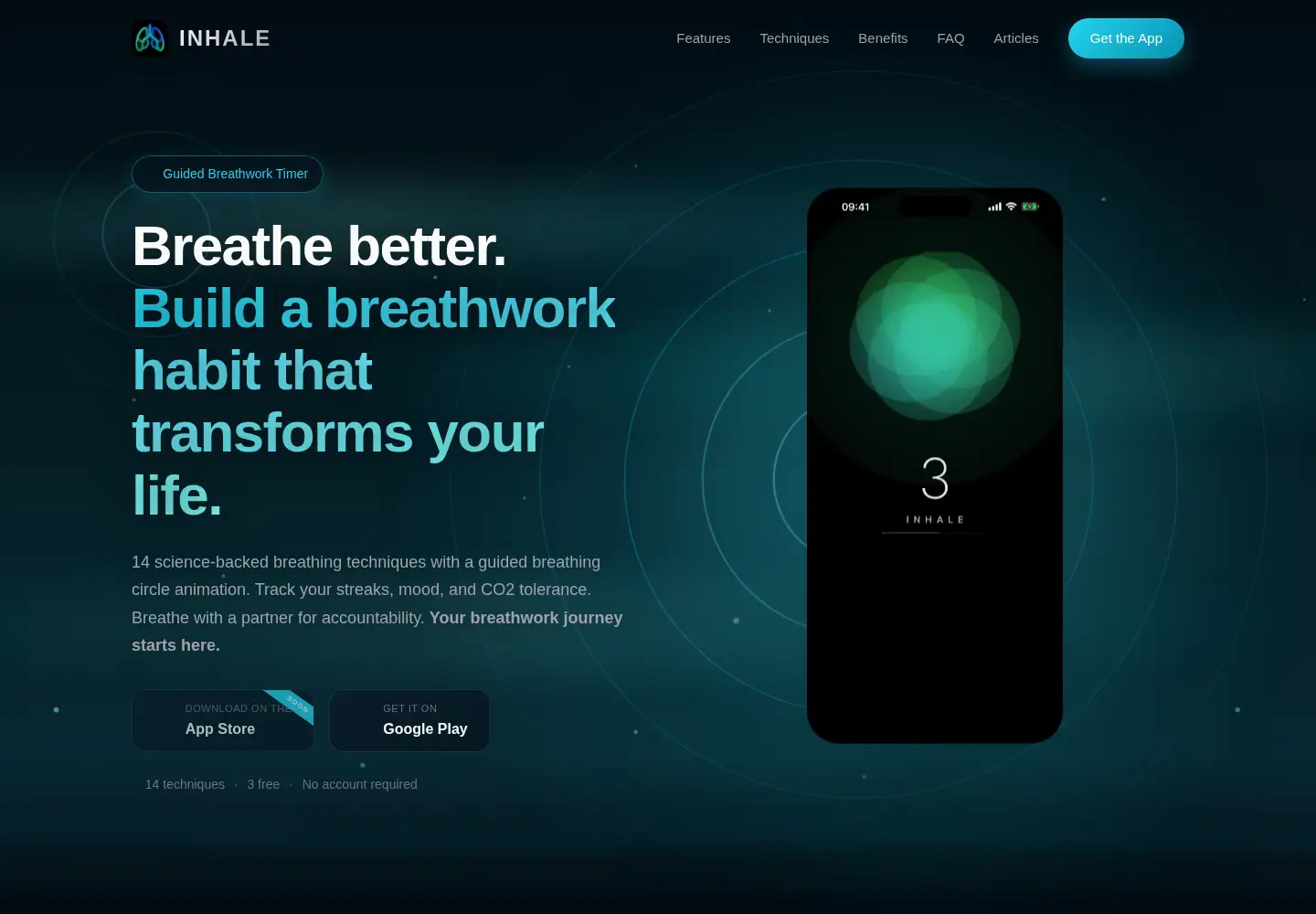 Captured homepage of getinhale.app in the current scan