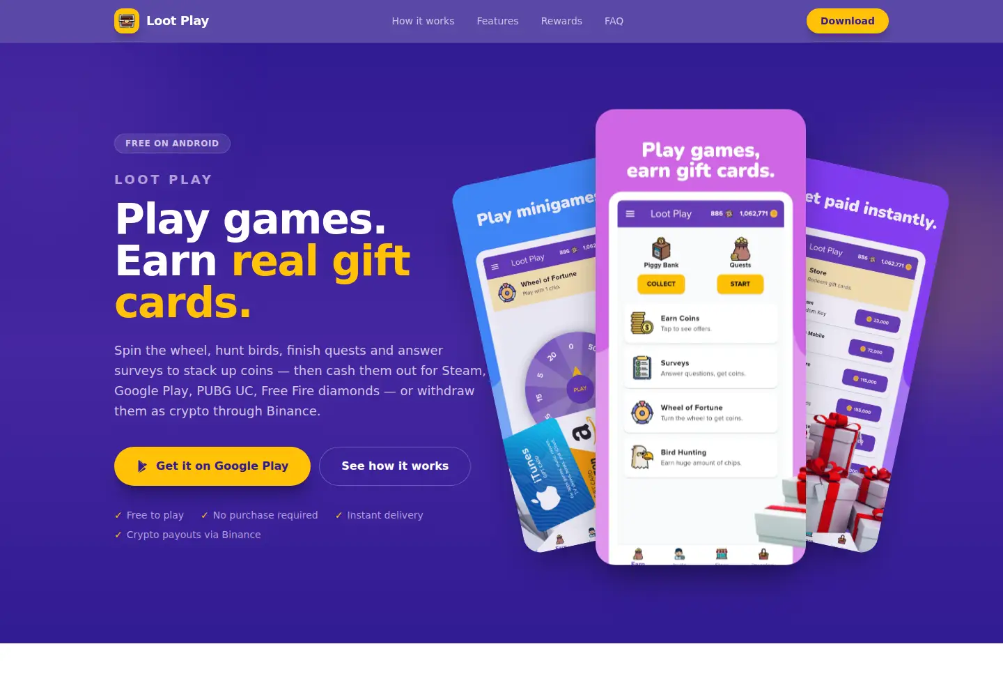 Captured homepage of lootplay.app in the current scan