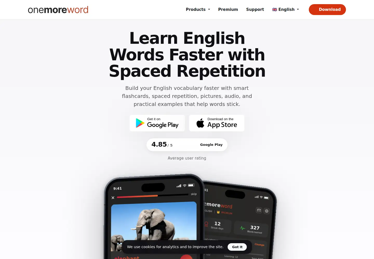 Screenshot of onemoreword.app