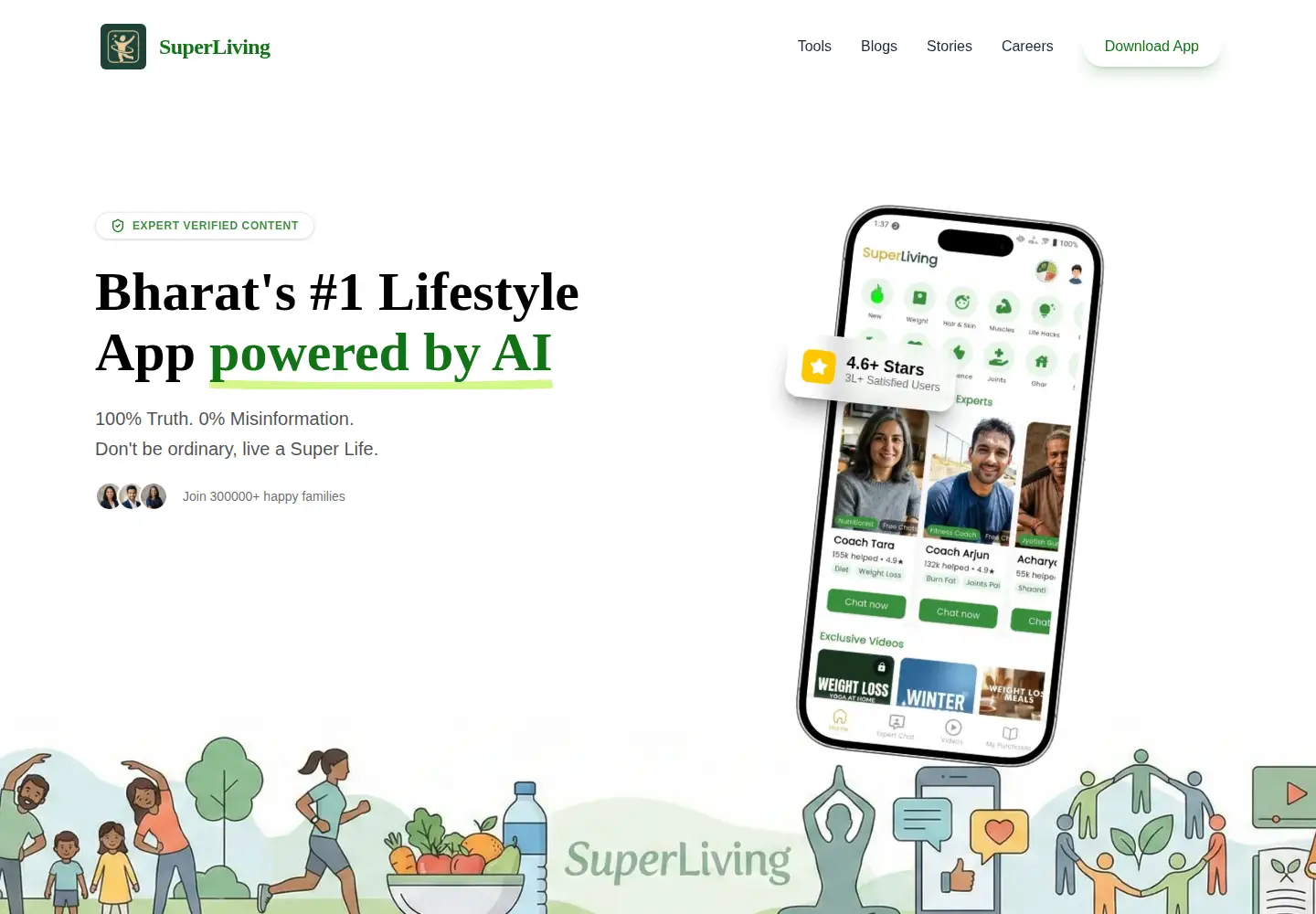 Captured homepage of superliving.app in the current scan