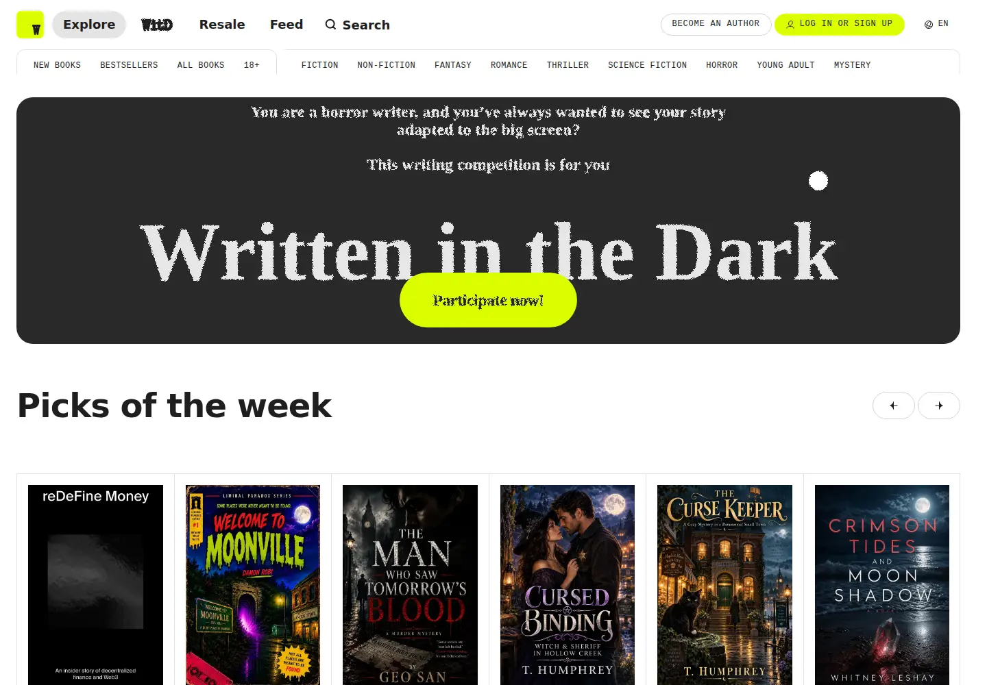 Captured homepage of written.app in the current scan