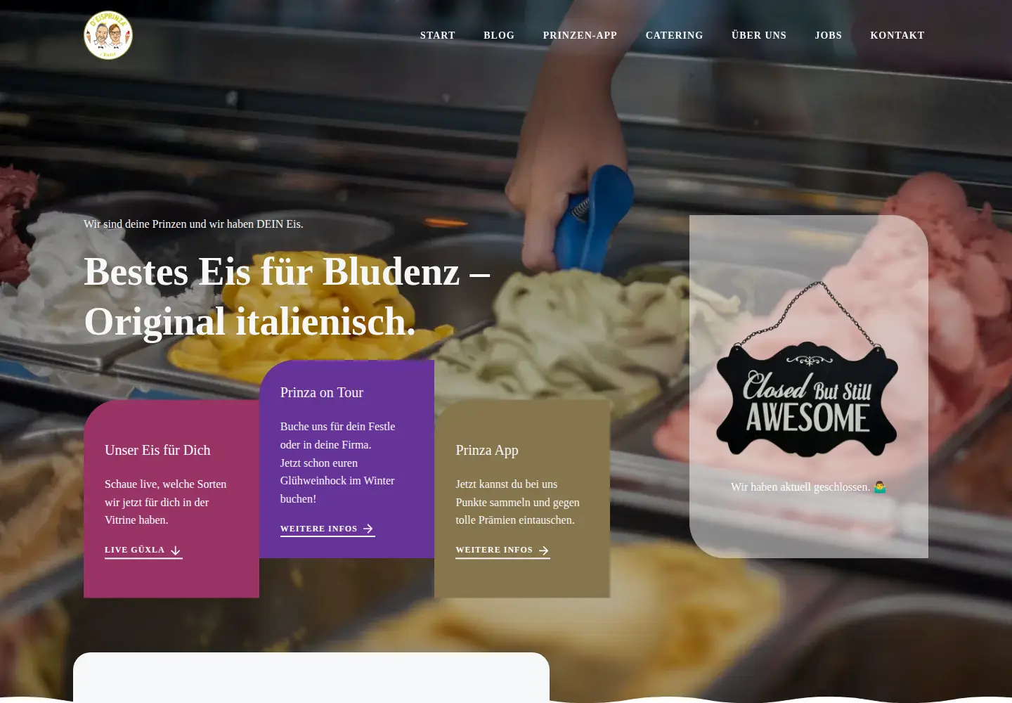 Captured homepage of eisprinza.at in the current scan