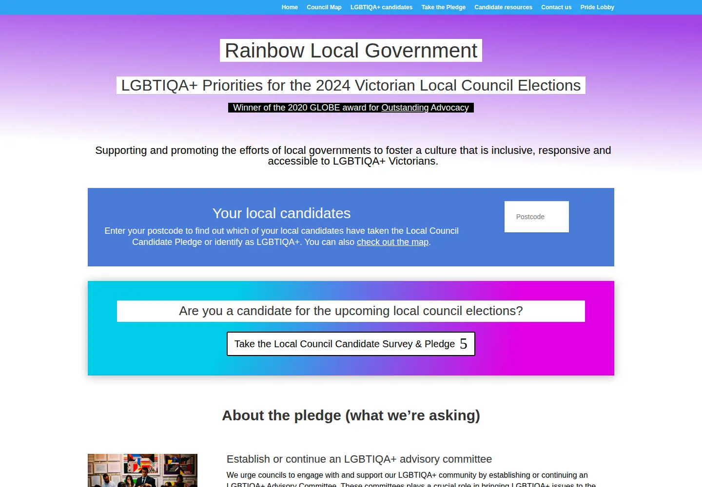 Captured homepage of rainbowvotes.com.au in the current scan