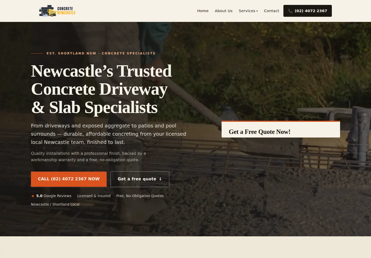 Screenshot of concretenewcastle.net.au