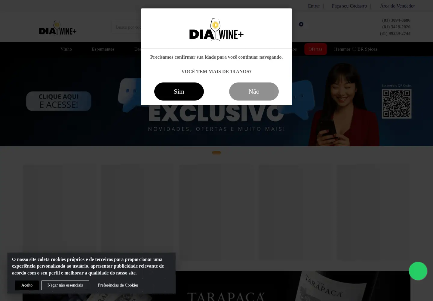 Captured homepage of diawine.com.br in the current scan
