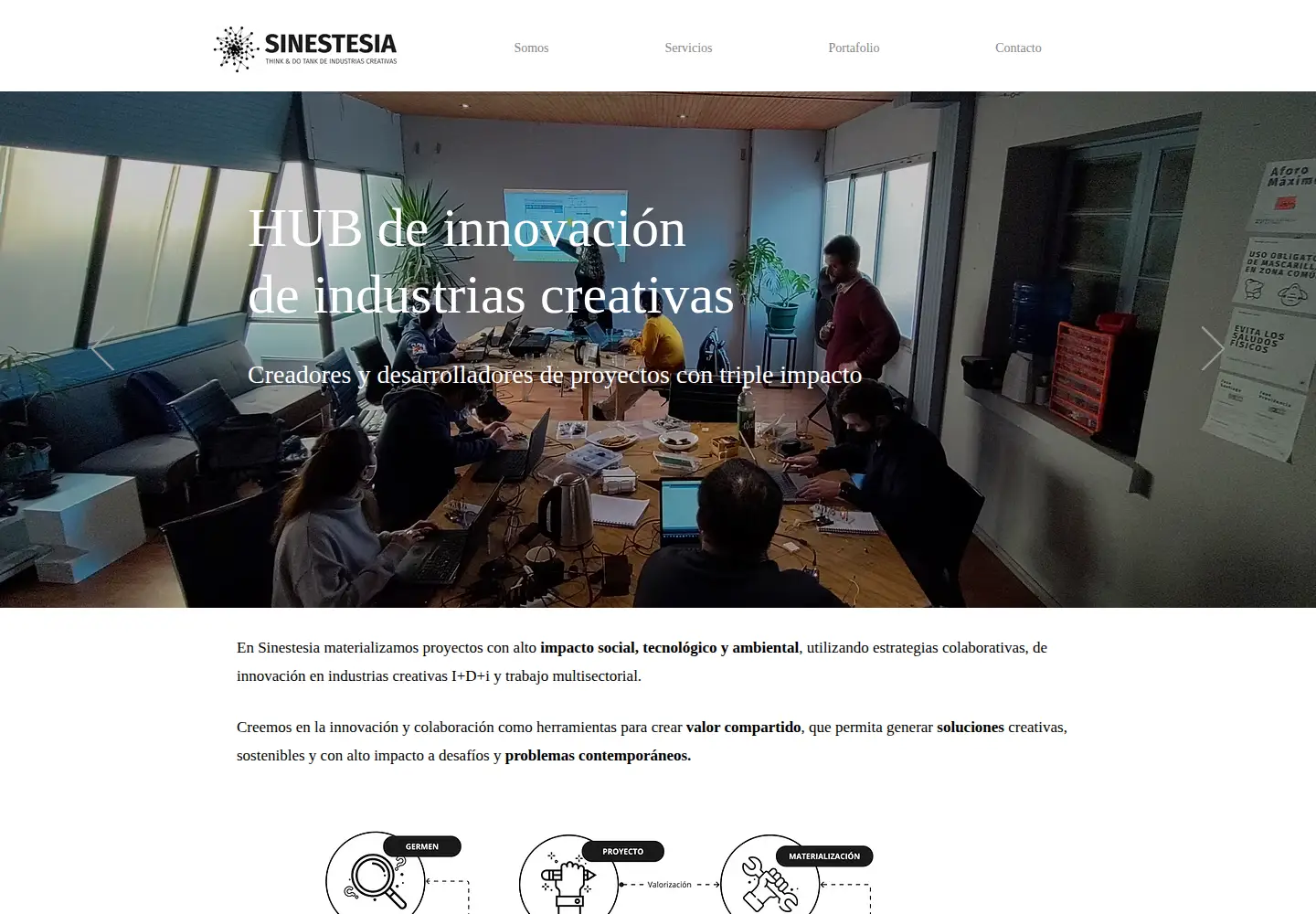 Captured homepage of sinestesia.cc in the current scan