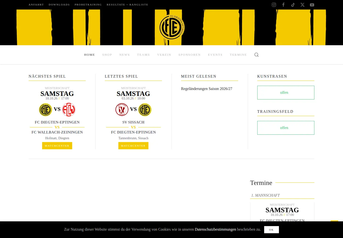 Captured homepage of fcde.ch in the current scan