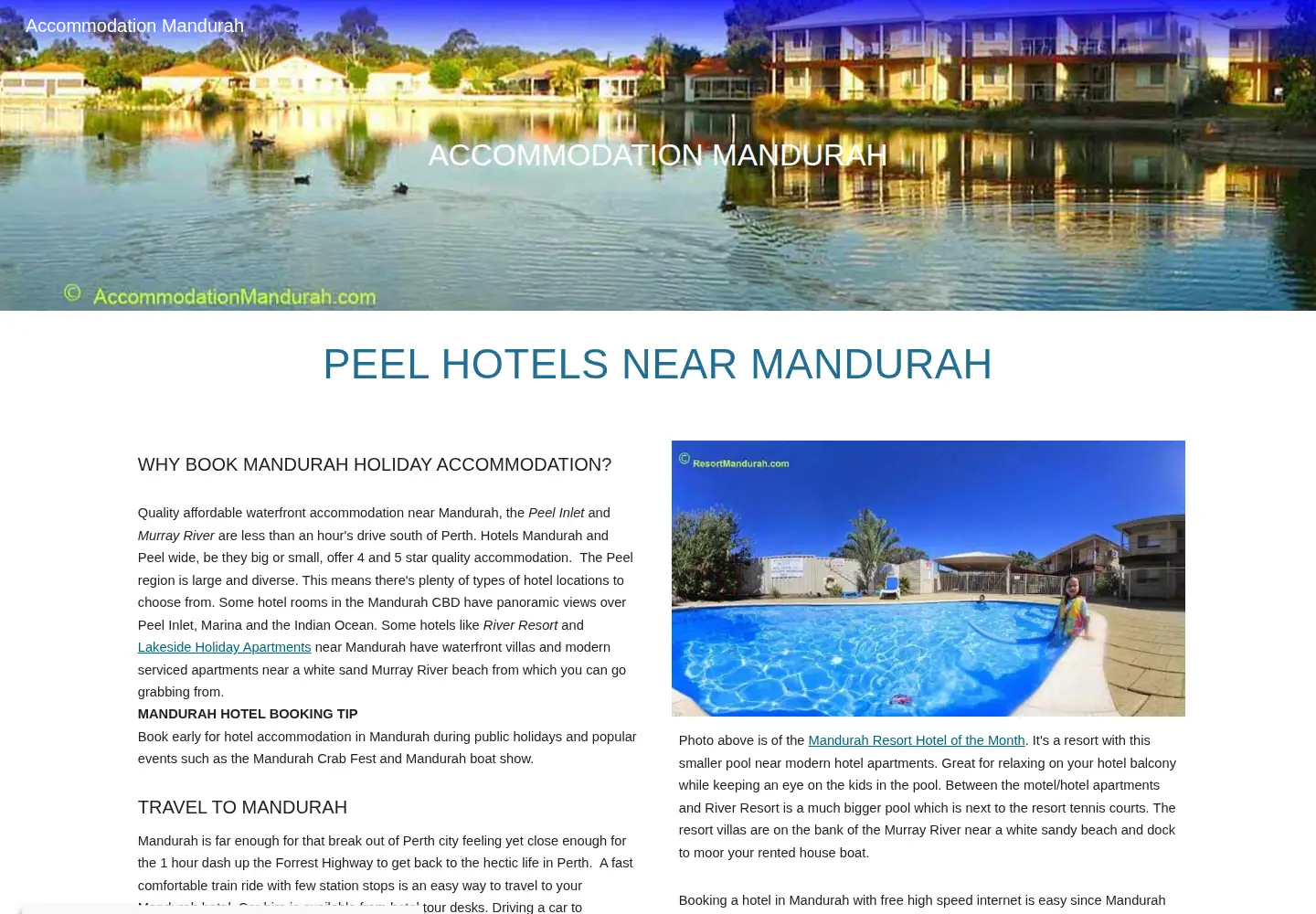 Screenshot of accommodationmandurah.com