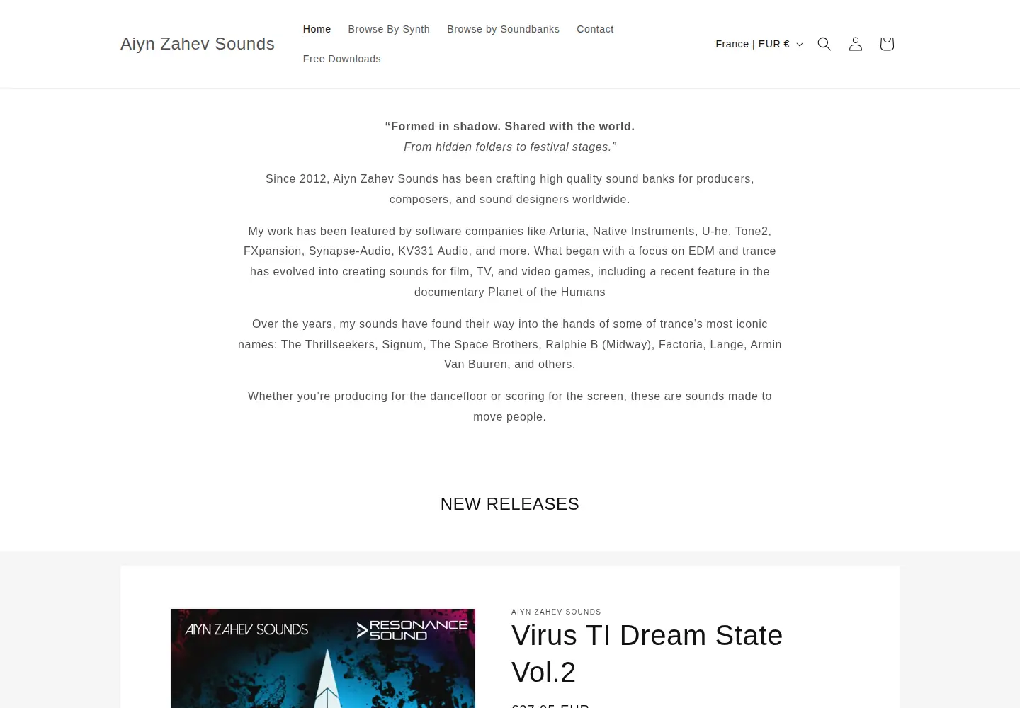 Captured homepage of aiynzahev-sounds.com in the current scan