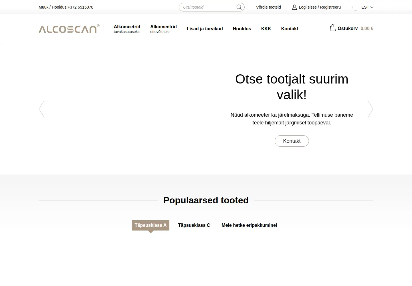 Captured homepage of alkomeeter.com in the current scan