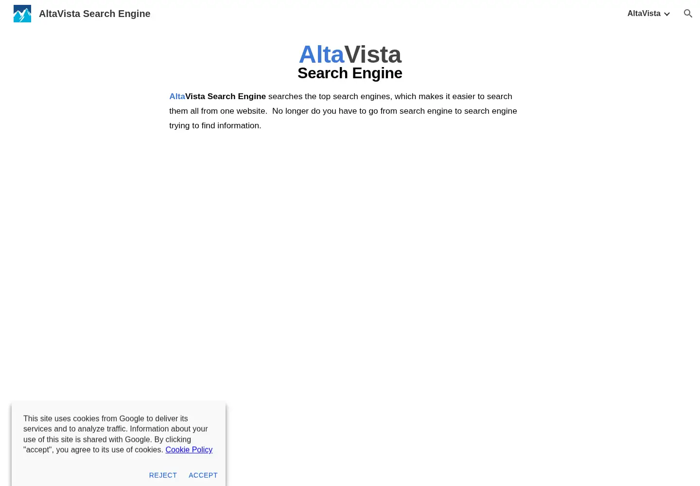 Screenshot of altavistasearchengine.com
