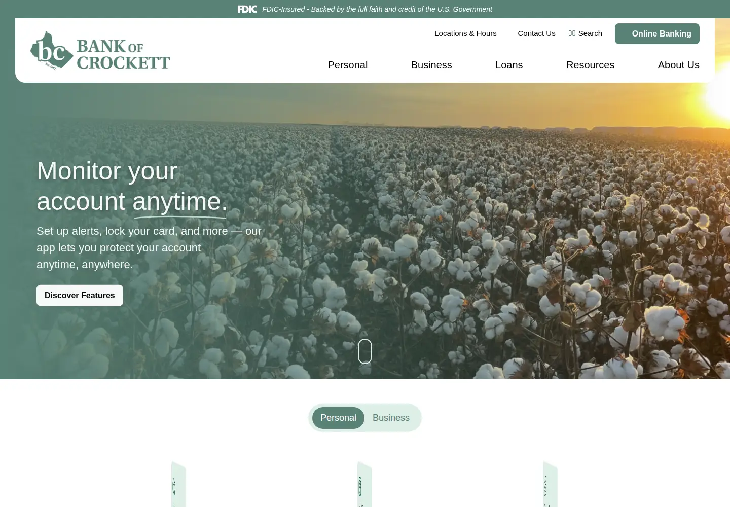 Screenshot of bankofcrockett.com