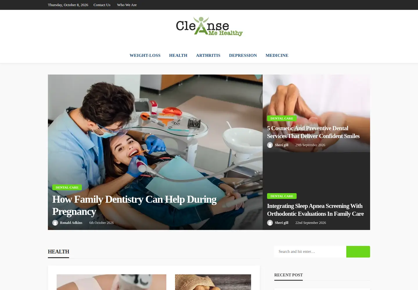 Captured homepage of cleanse-me-healthy.com in the current scan