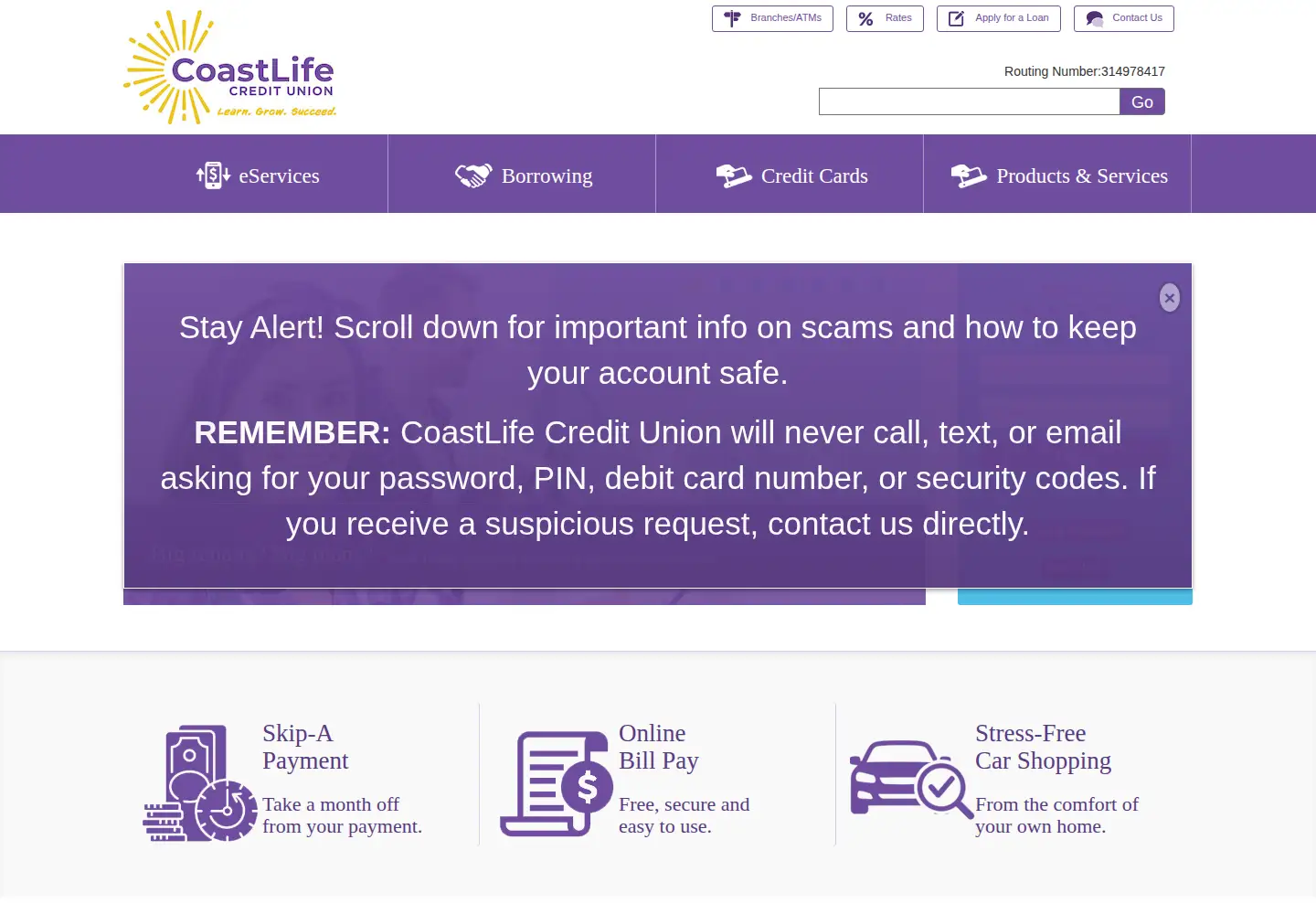 Screenshot of coastlifecu.com