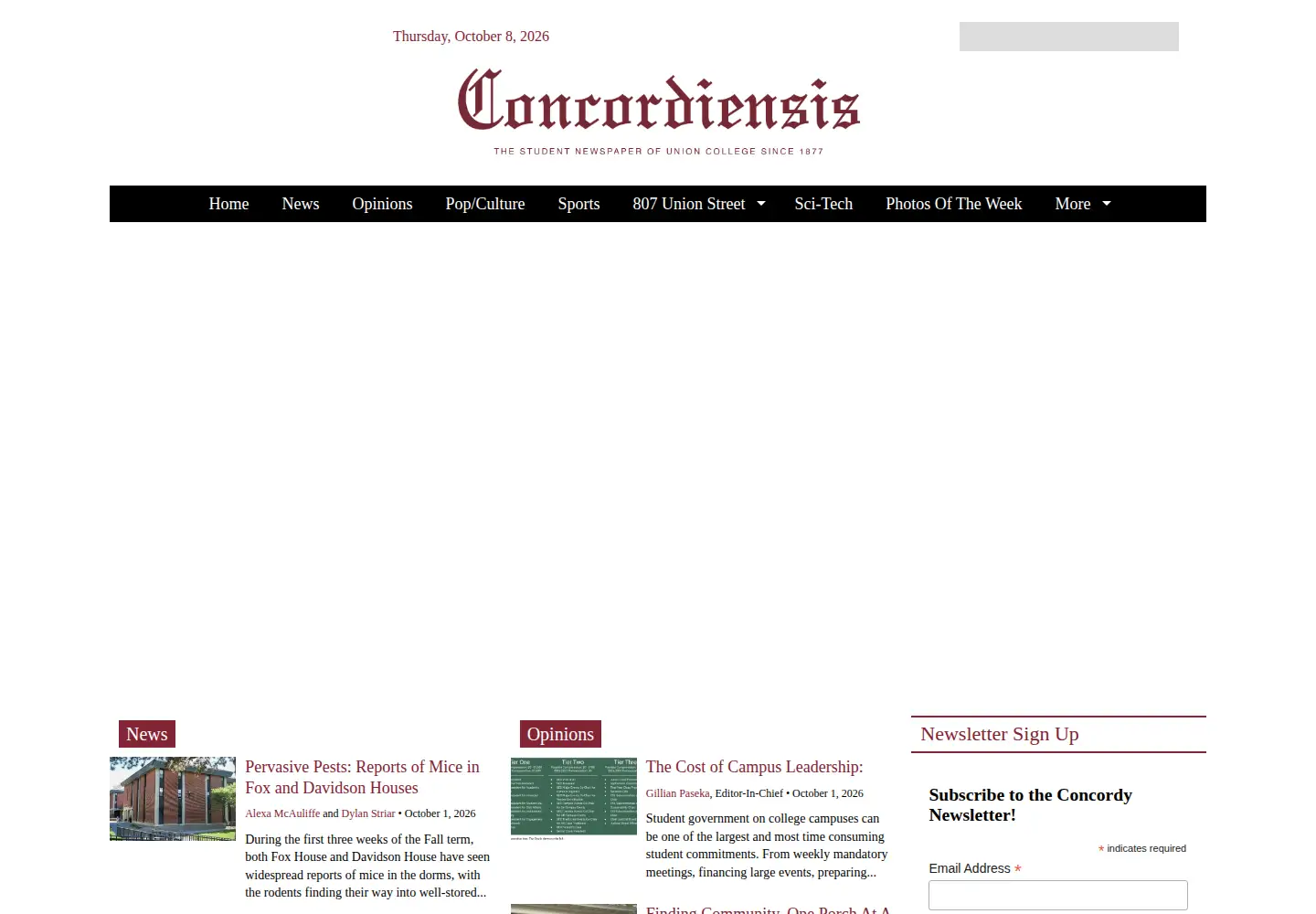 Screenshot of concordiensis.com