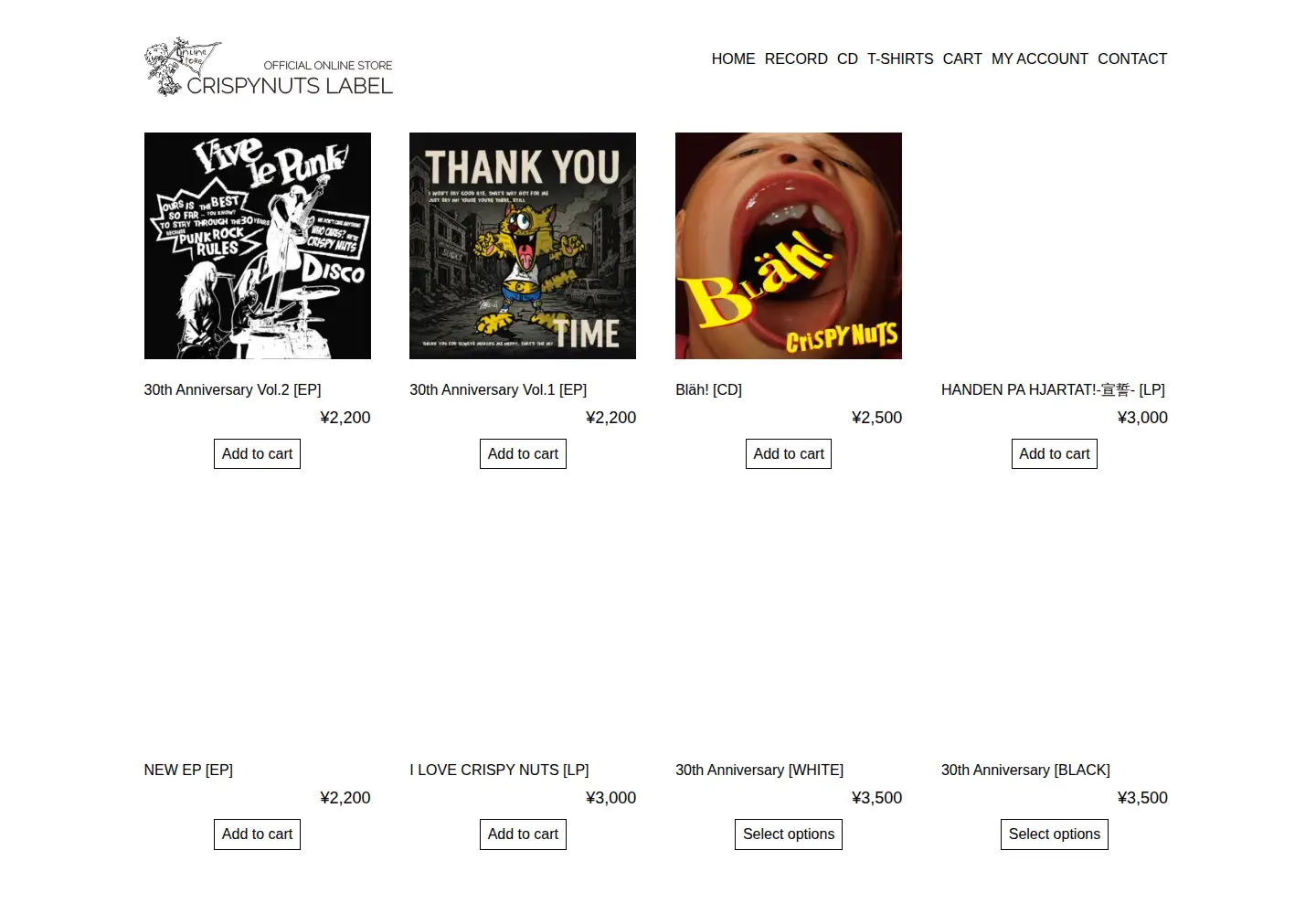 Captured homepage of crispynuts-label.com in the current scan