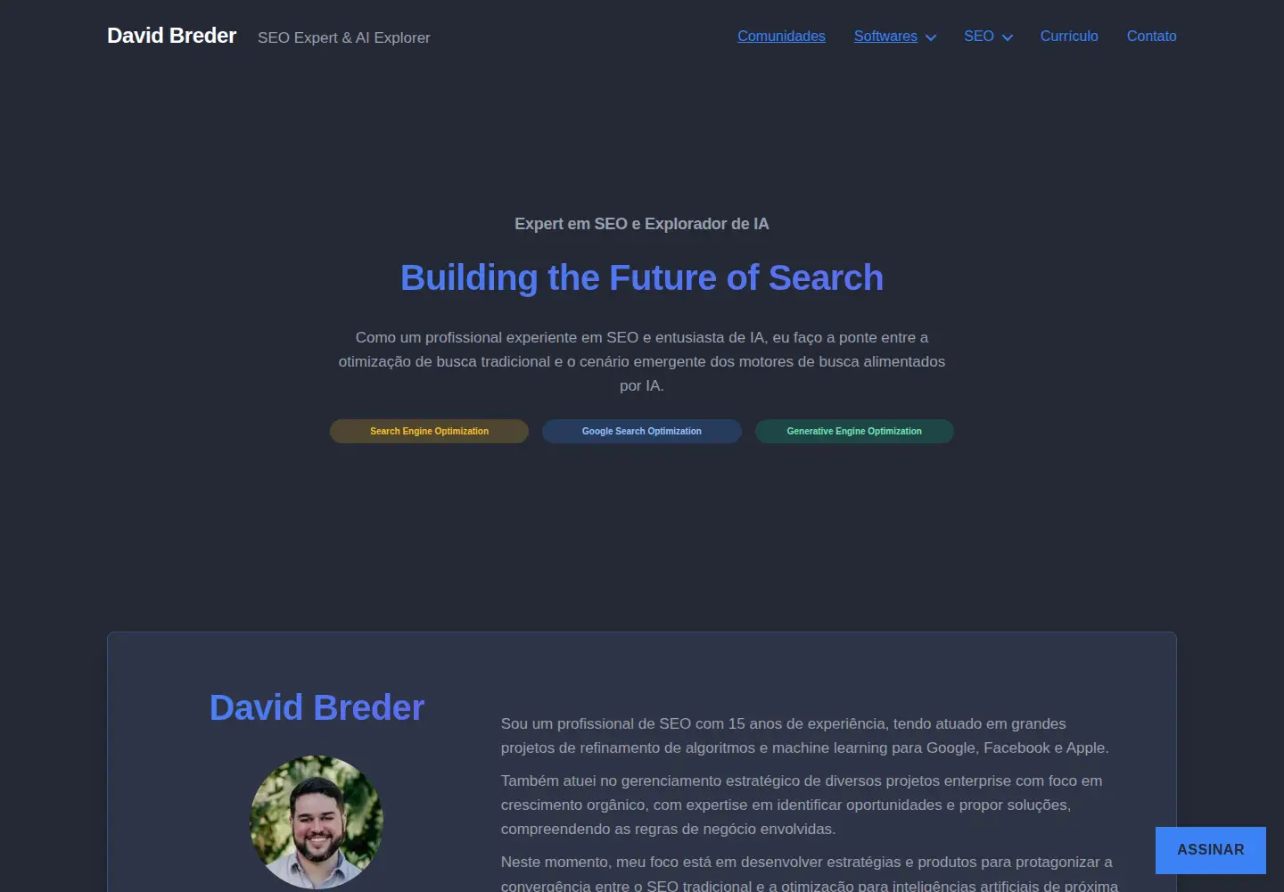 Captured homepage of davidbreder.com in the current scan