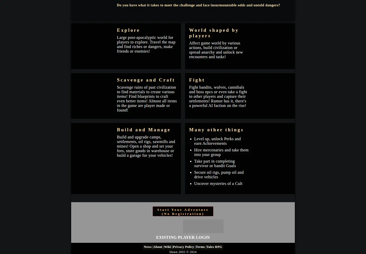 Captured homepage of dawn2055.com in the current scan