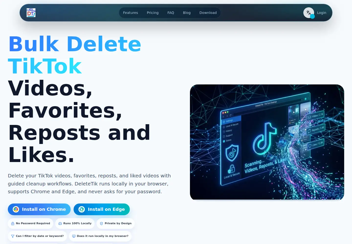 Captured homepage of deletetik.com in the current scan