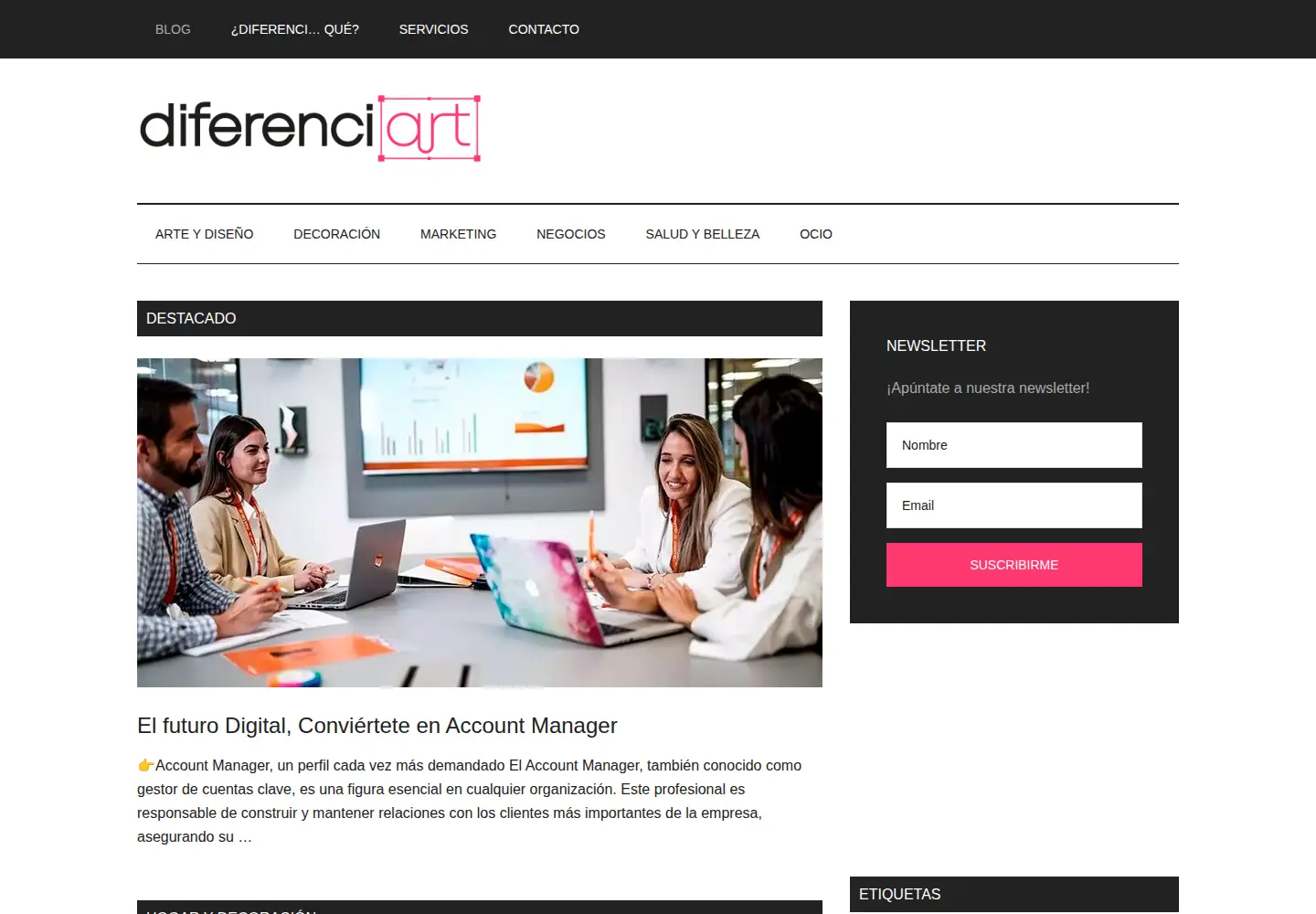 Captured homepage of diferenciart.com in the current scan