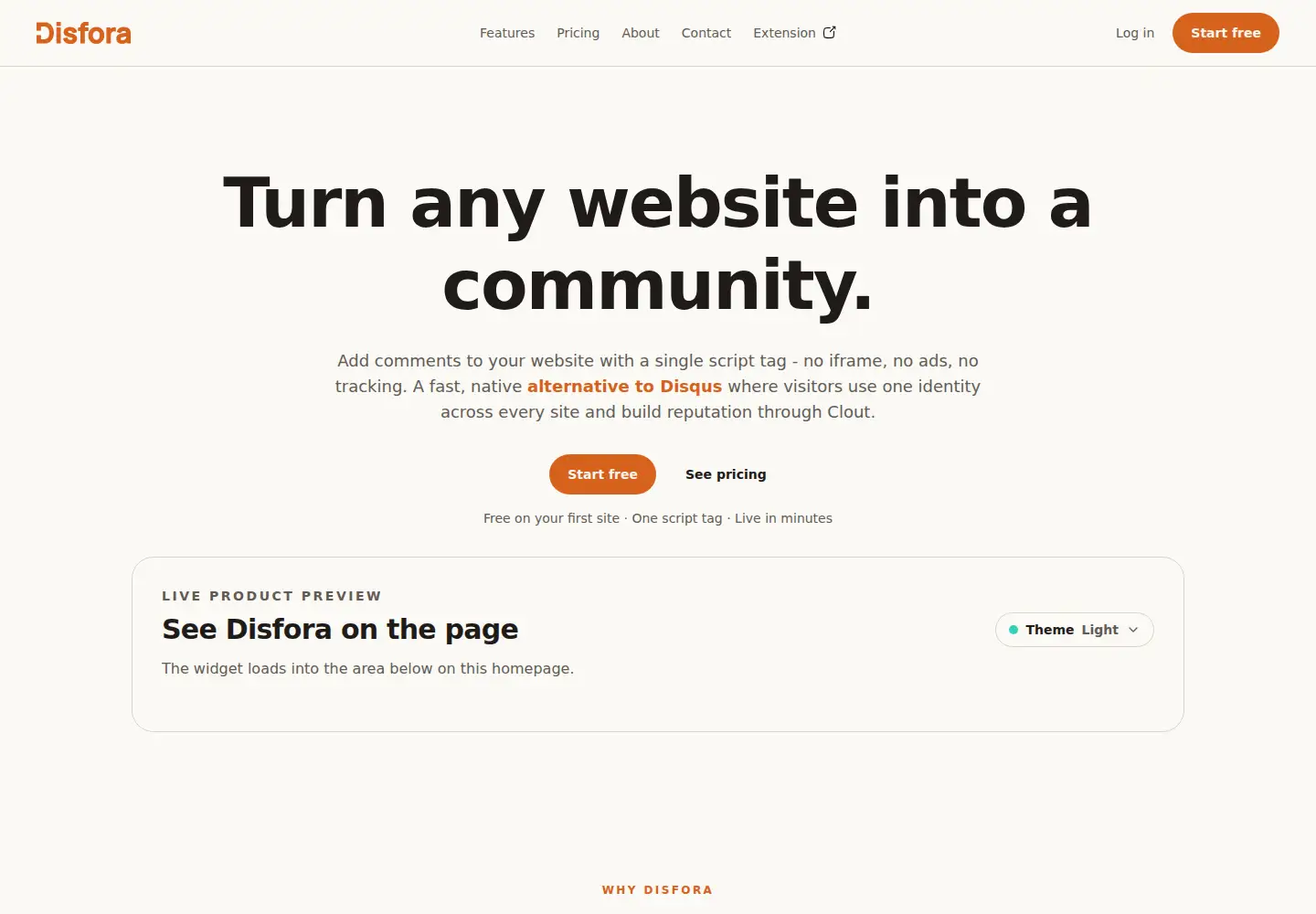 Captured homepage of disfora.com in the current scan