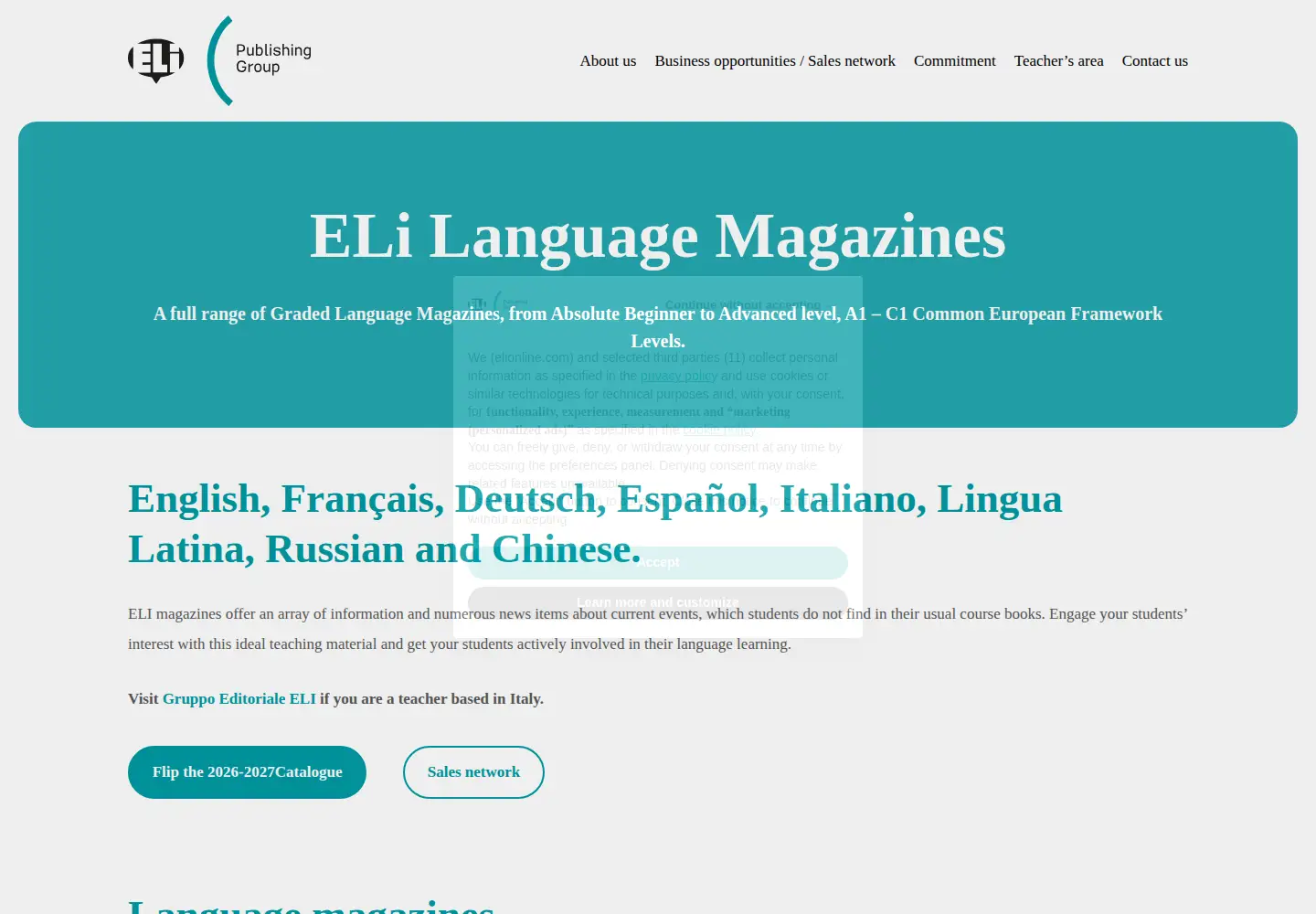 Screenshot of elilanguagemagazines.com