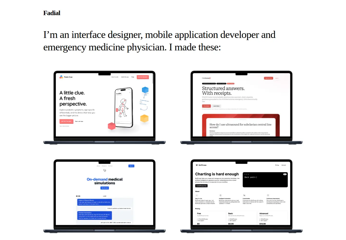 Captured homepage of fadial.com in the current scan