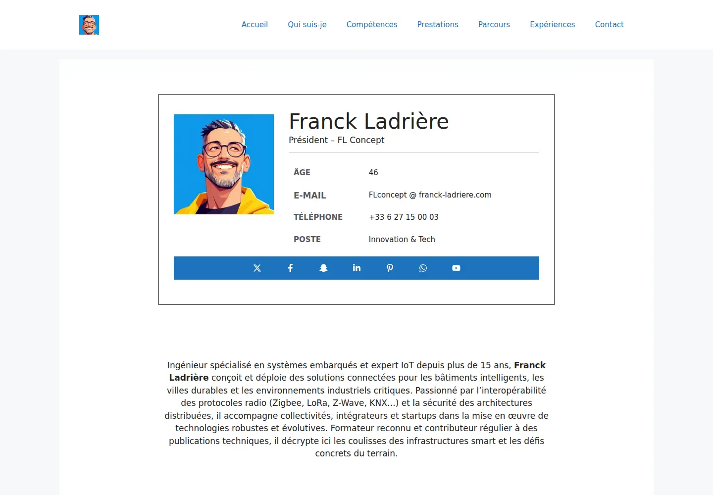 Captured homepage of franck-ladriere.com in the current scan