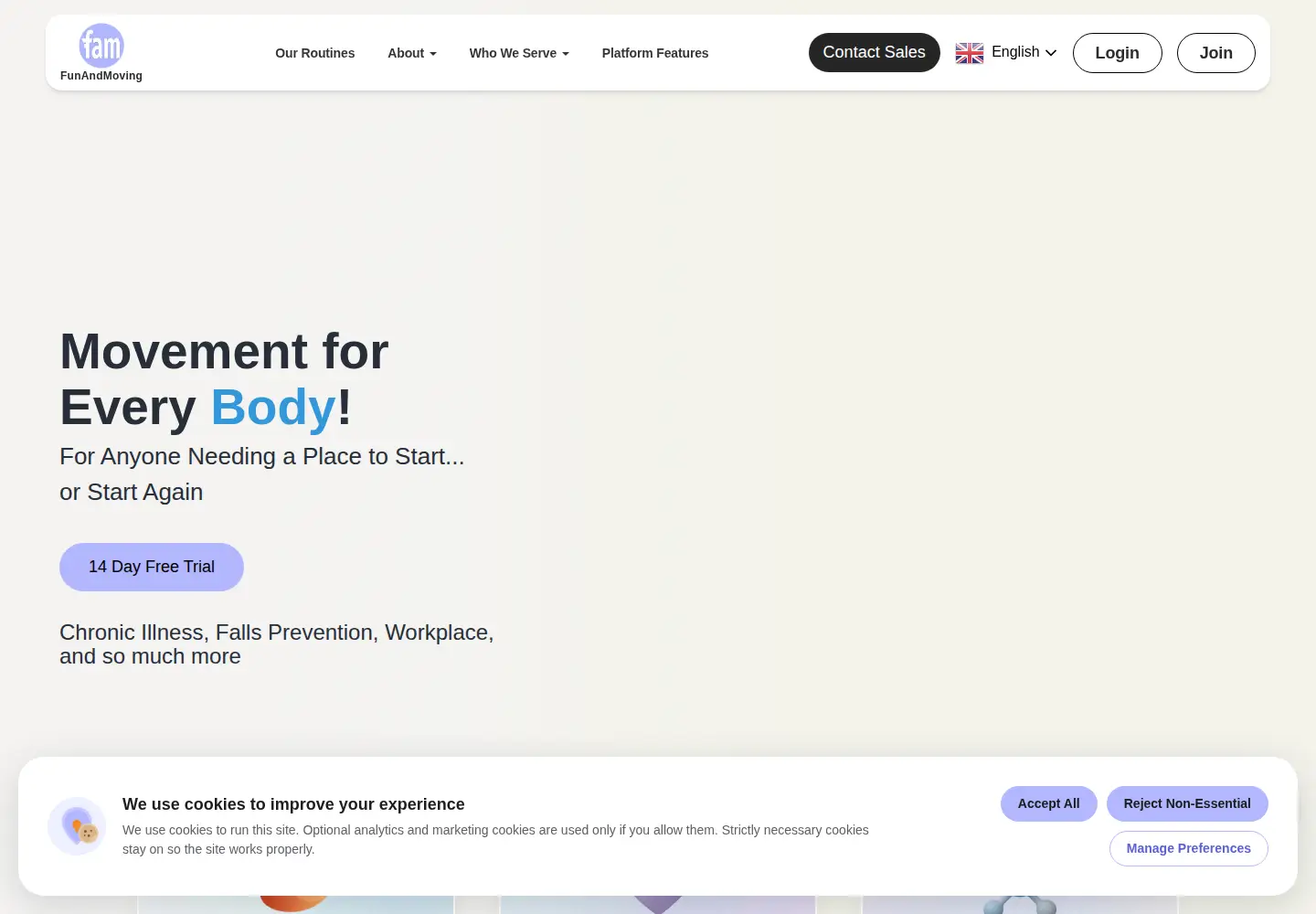 Captured homepage of funandmoving.com in the current scan