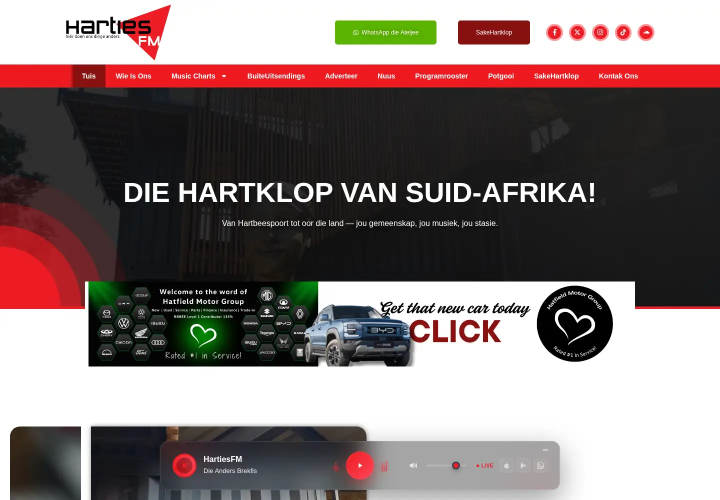 Screenshot of hartiesfm.com