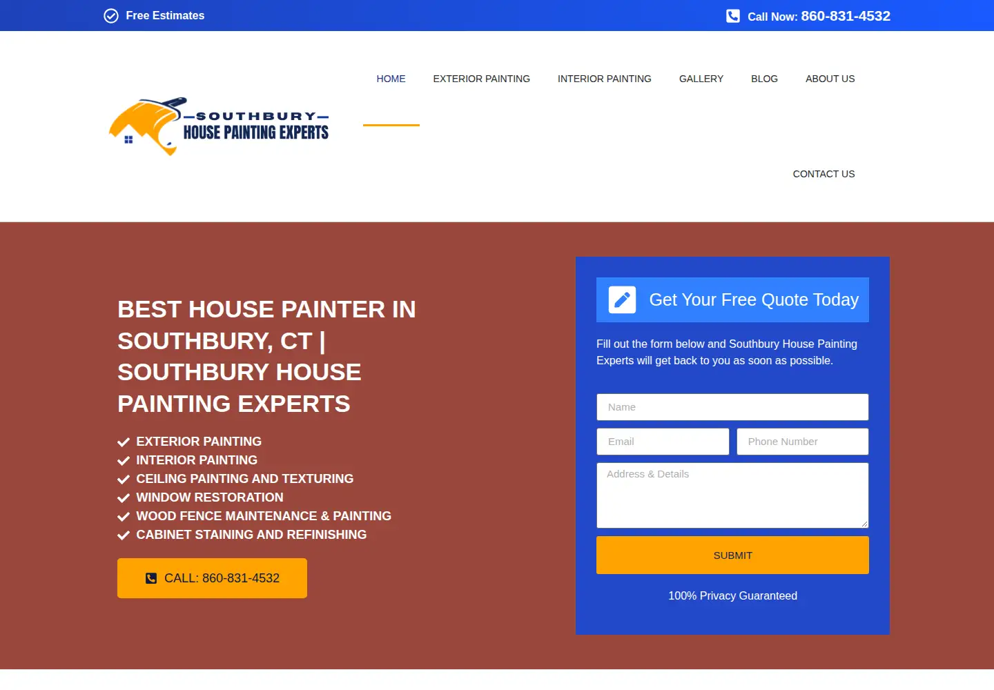 Captured homepage of housepainter-southburyct.com in the current scan