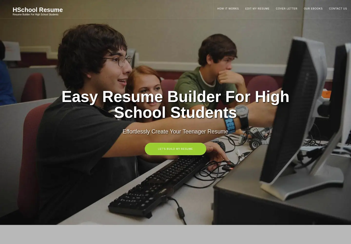 Captured homepage of hschoolresume.com in the current scan