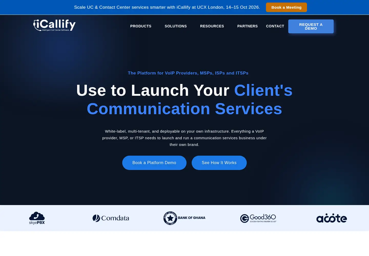 Captured homepage of icallify.com in the current scan