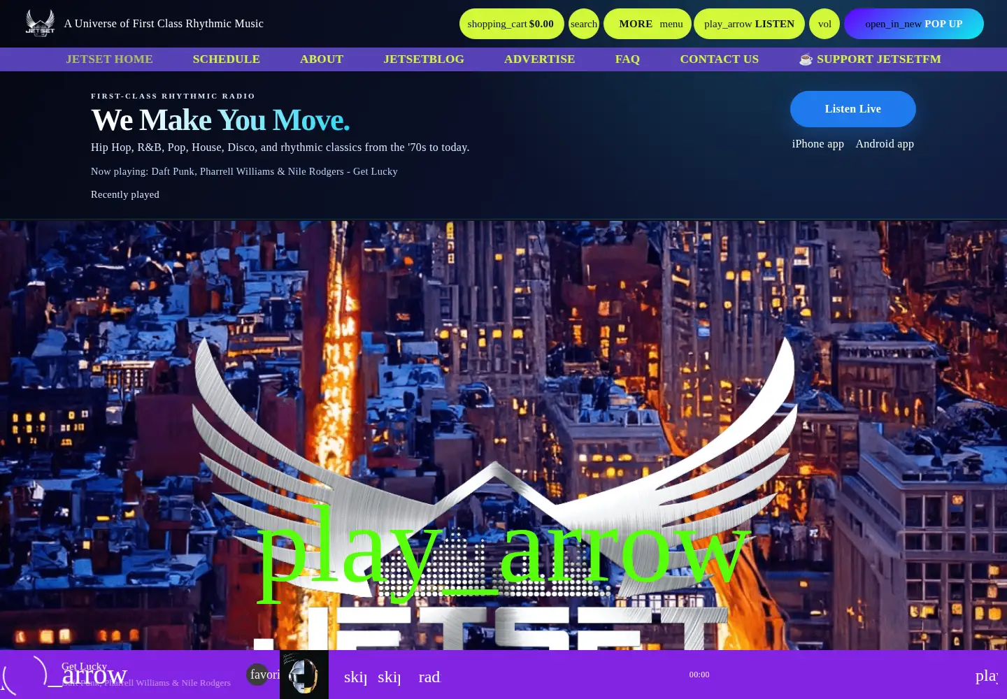 Screenshot of jetsetfm.com