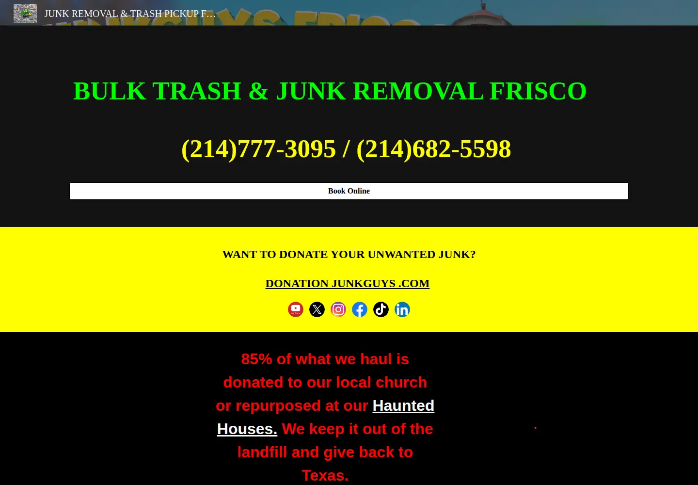 Captured homepage of junkguysfrisco.com in the current scan