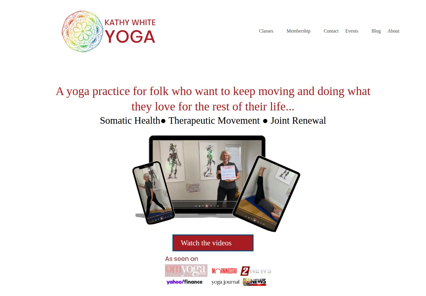 Screenshot of kathywhiteyoga.com