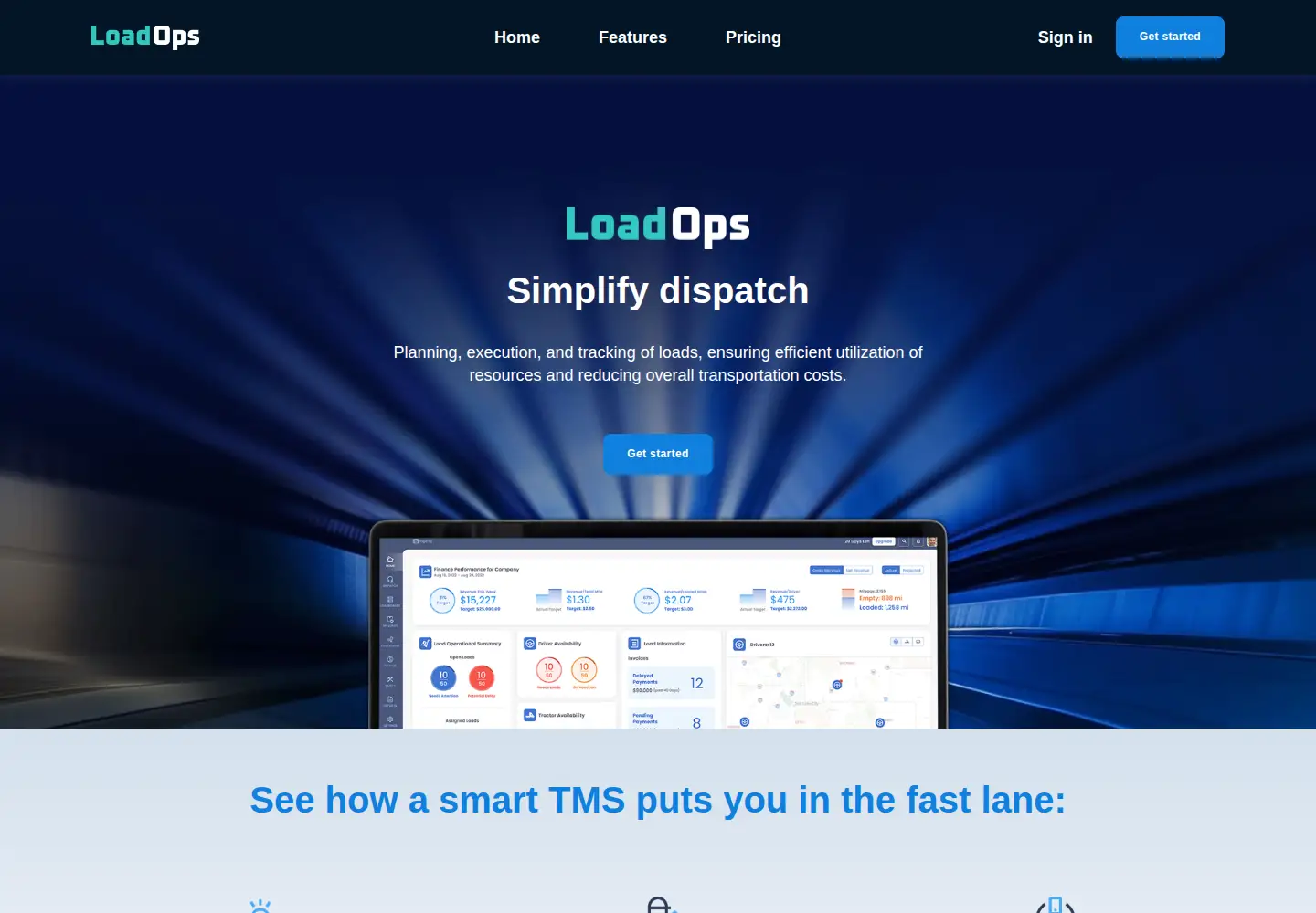 Captured homepage of loadops.com in the current scan