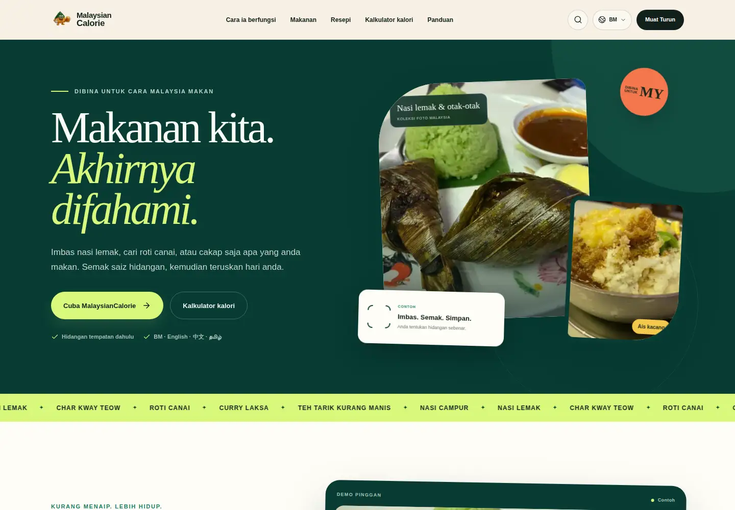Captured homepage of malaysiancalorie.com in the current scan
