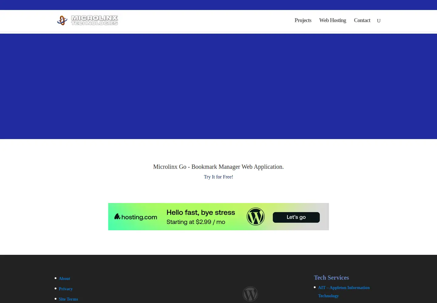 Captured homepage of microlinx.com in the current scan