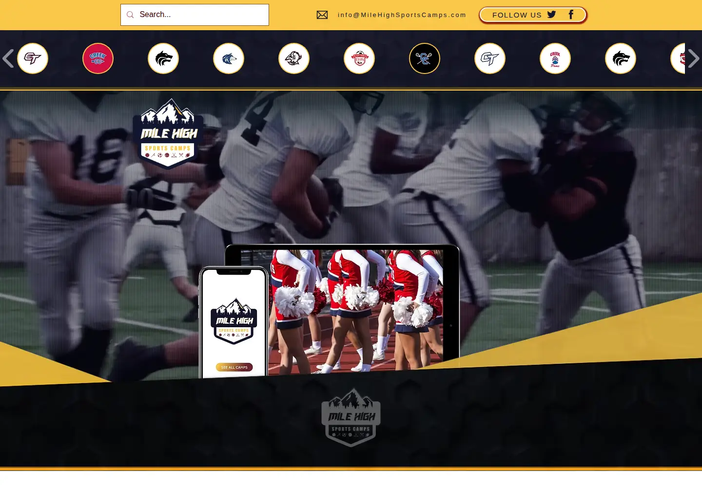 Captured homepage of milehighsportscamps.com in the current scan
