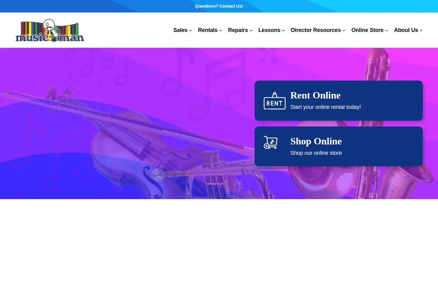 Screenshot of musicmaninc.com