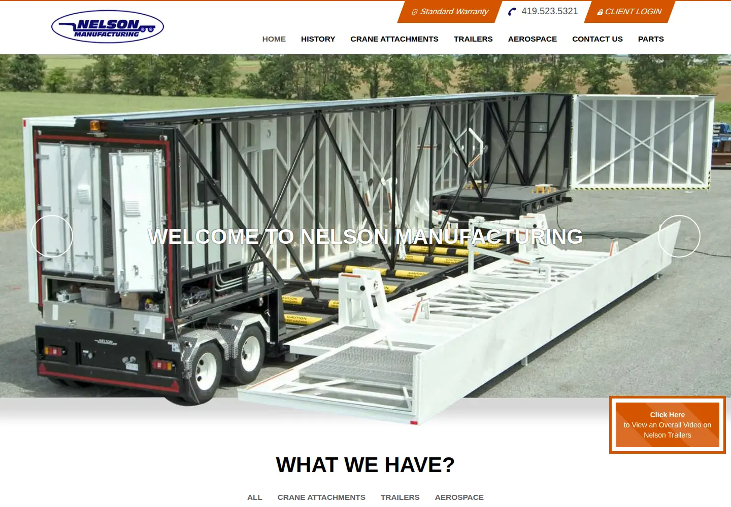 Screenshot of nelsontrailers.com