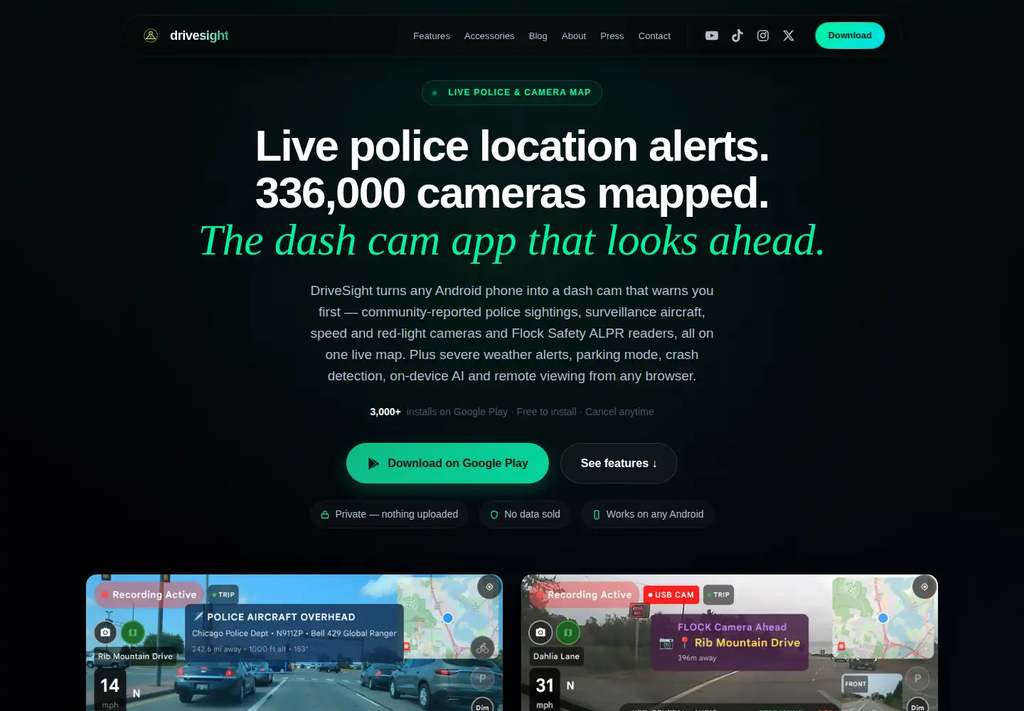 Screenshot of phonedashcam.com