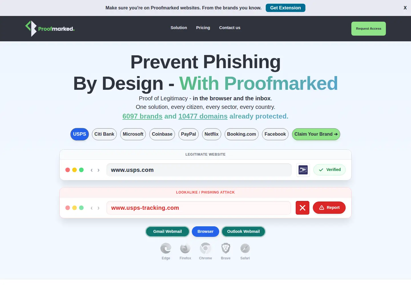 Captured homepage of proofmarked.com in the current scan