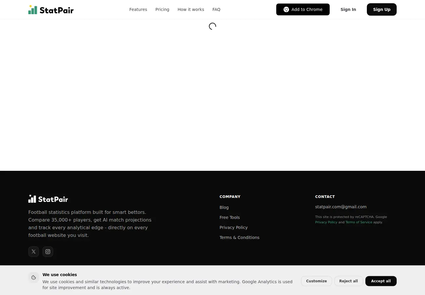 Captured homepage of statpair.com in the current scan