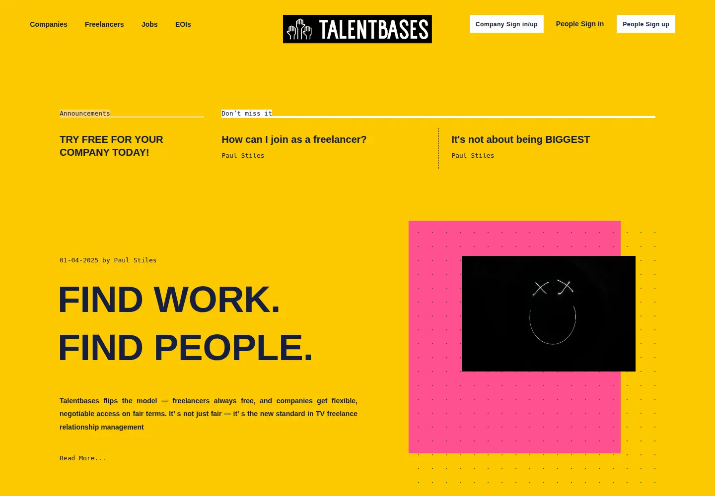 Captured homepage of talentbases.com in the current scan